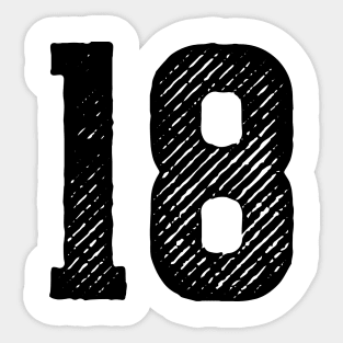 Rough Number 18 Sticker